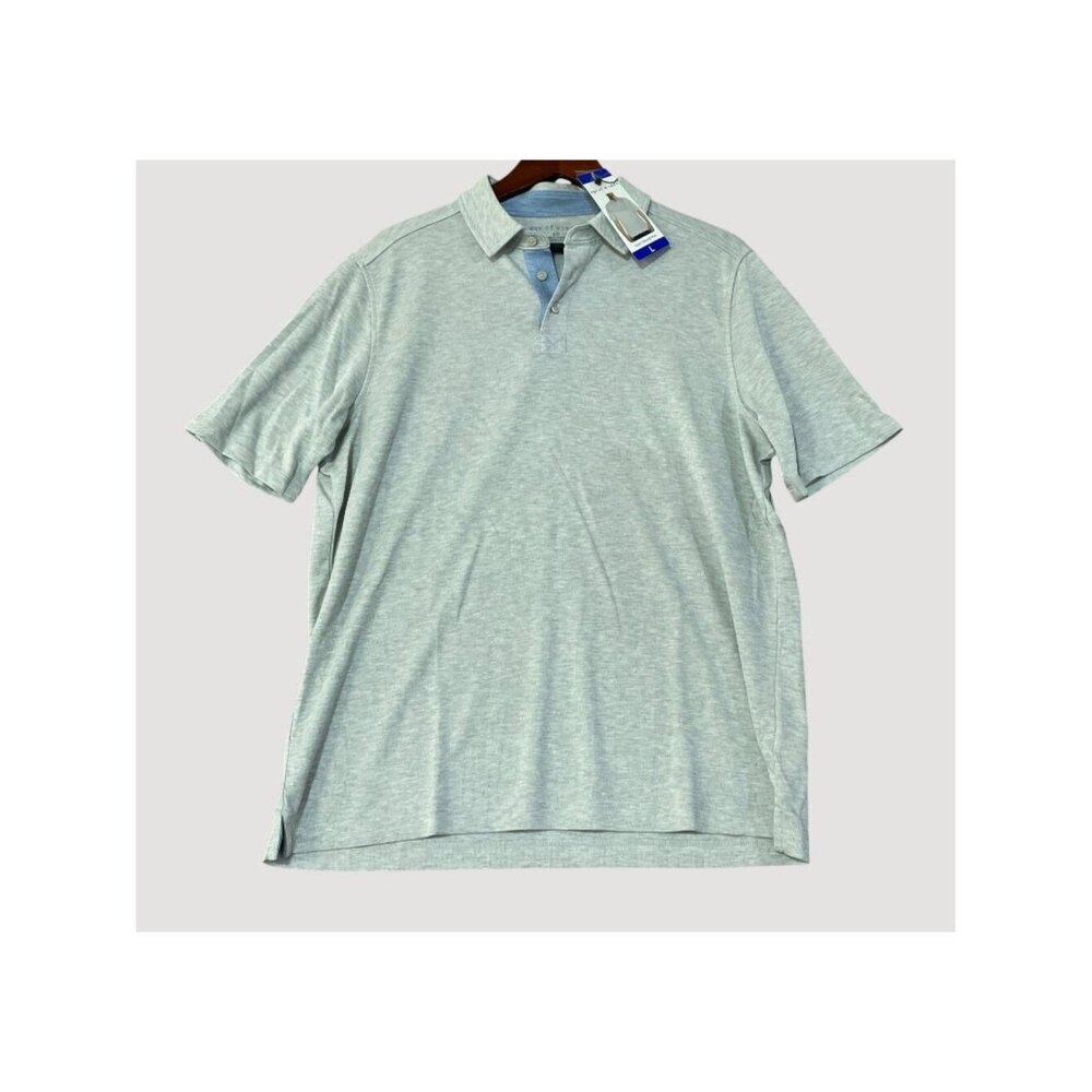 NWT Age Of Wisdom Men's L Gray Short-Sleeved Polo Shirt